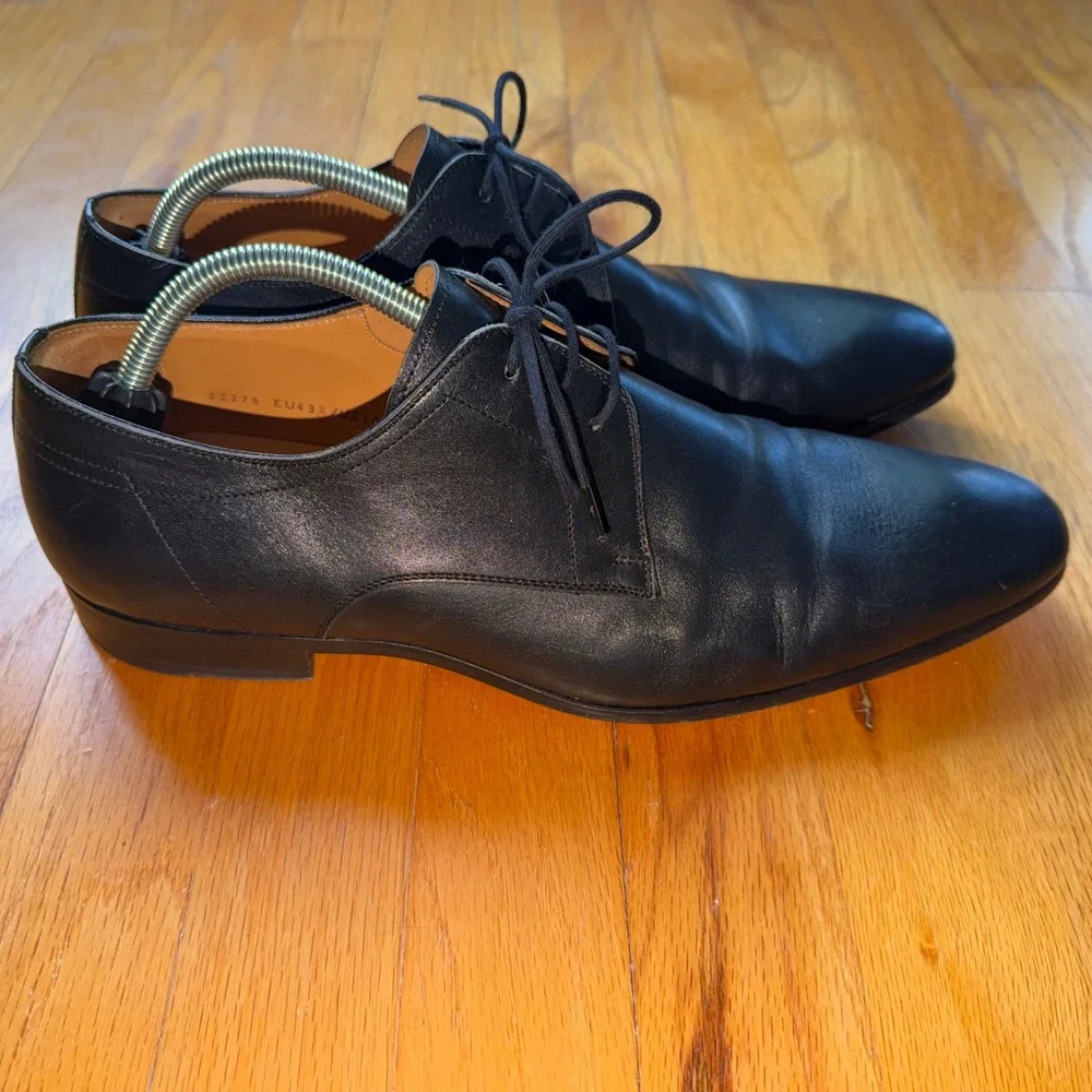 Magnanni Flex Black Leather Derby Dress Shoes EU 43.5 US 10.5 Old Money Spain